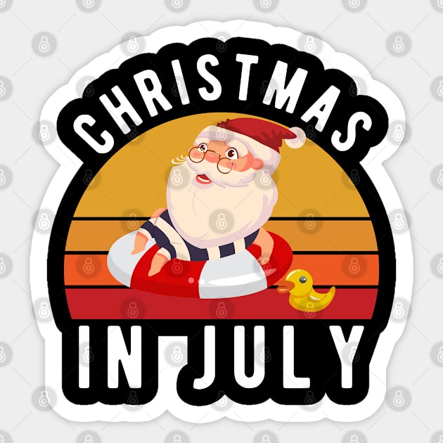 Christmas In July T-Shirt Funny Santa Summer Beach Vacation Sticker by kevenwal